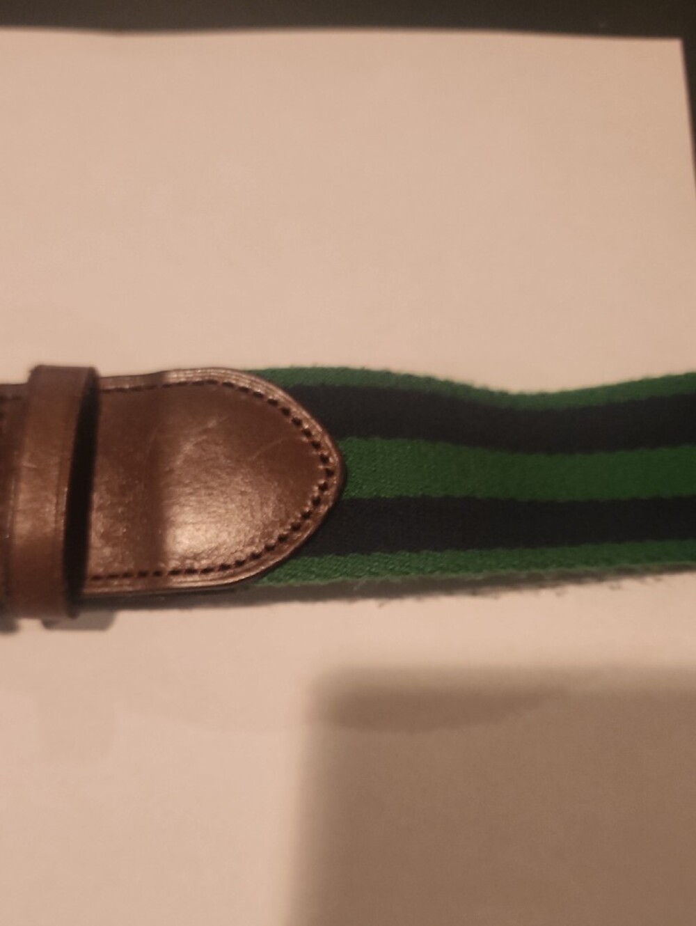 Ralph Lauren Polo Solid Brass Horse & Rider Buckle on Blue & Green Belt - Picture 3 of 7